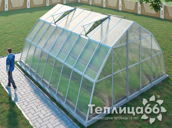 Теплица Рада Балхаш из поликарбоната, 5х6 метров, белая